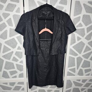 Express 2 Piece Crop Blazer 12 Short Sleeve Pencil Skirt 10 Set suit Snake Black